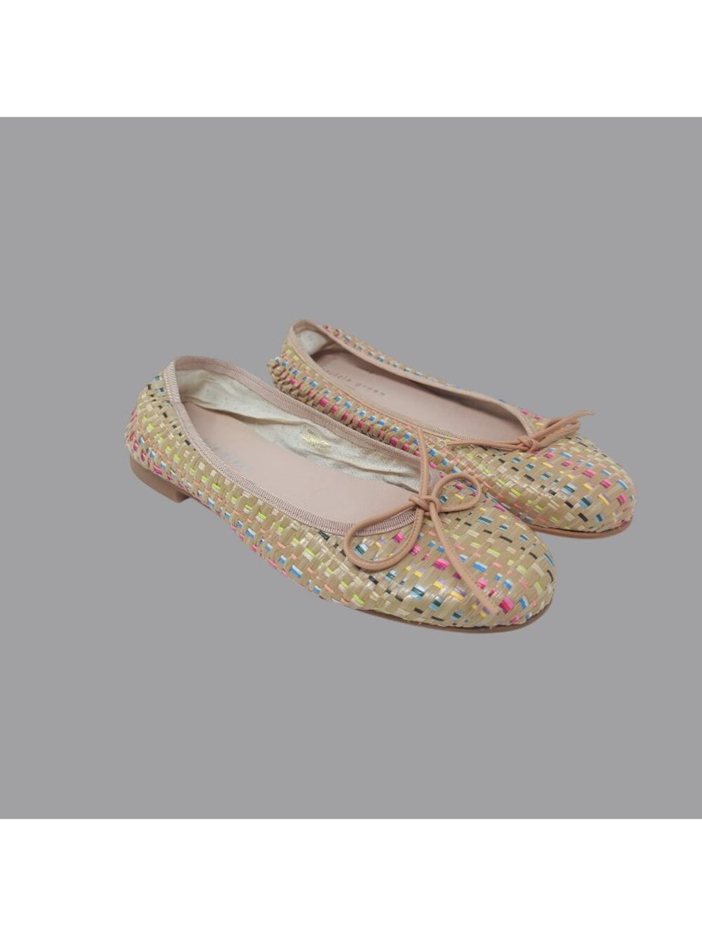 Patricia Green Beige Straw Raffia Ballet Flat Shoes 8 Skim